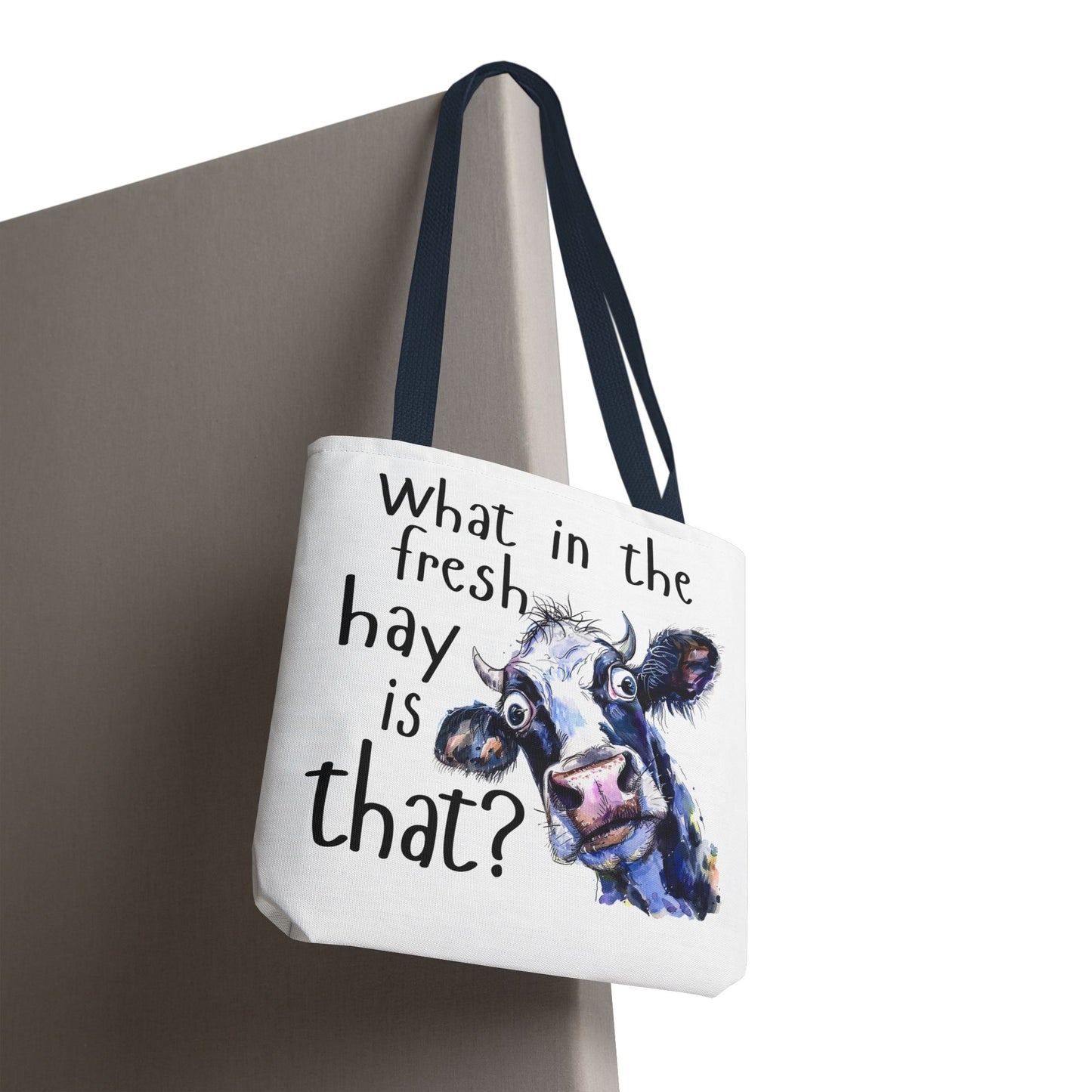 Funny Cow Tote Bag - "What in the Fresh Hay is That?" - Perfect for Farm Lovers & Everyday Use - Great Gift Idea