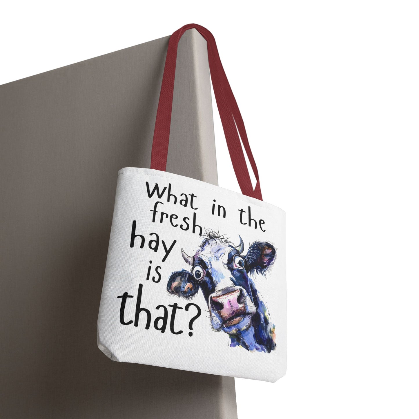 Funny Cow Tote Bag - "What in the Fresh Hay is That?" - Perfect for Farm Lovers & Everyday Use - Great Gift Idea