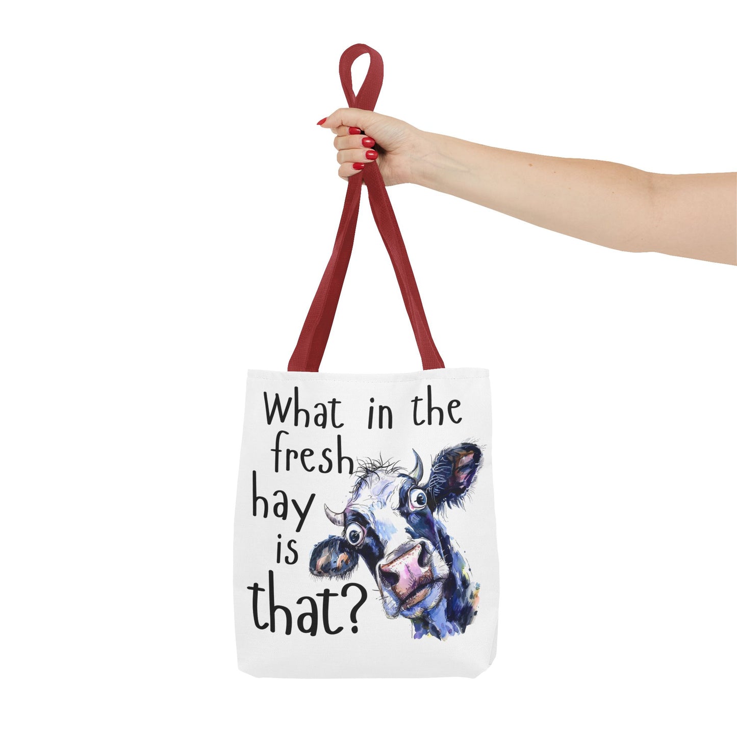 Funny Cow Tote Bag - "What in the Fresh Hay is That?" - Perfect for Farm Lovers & Everyday Use - Great Gift Idea