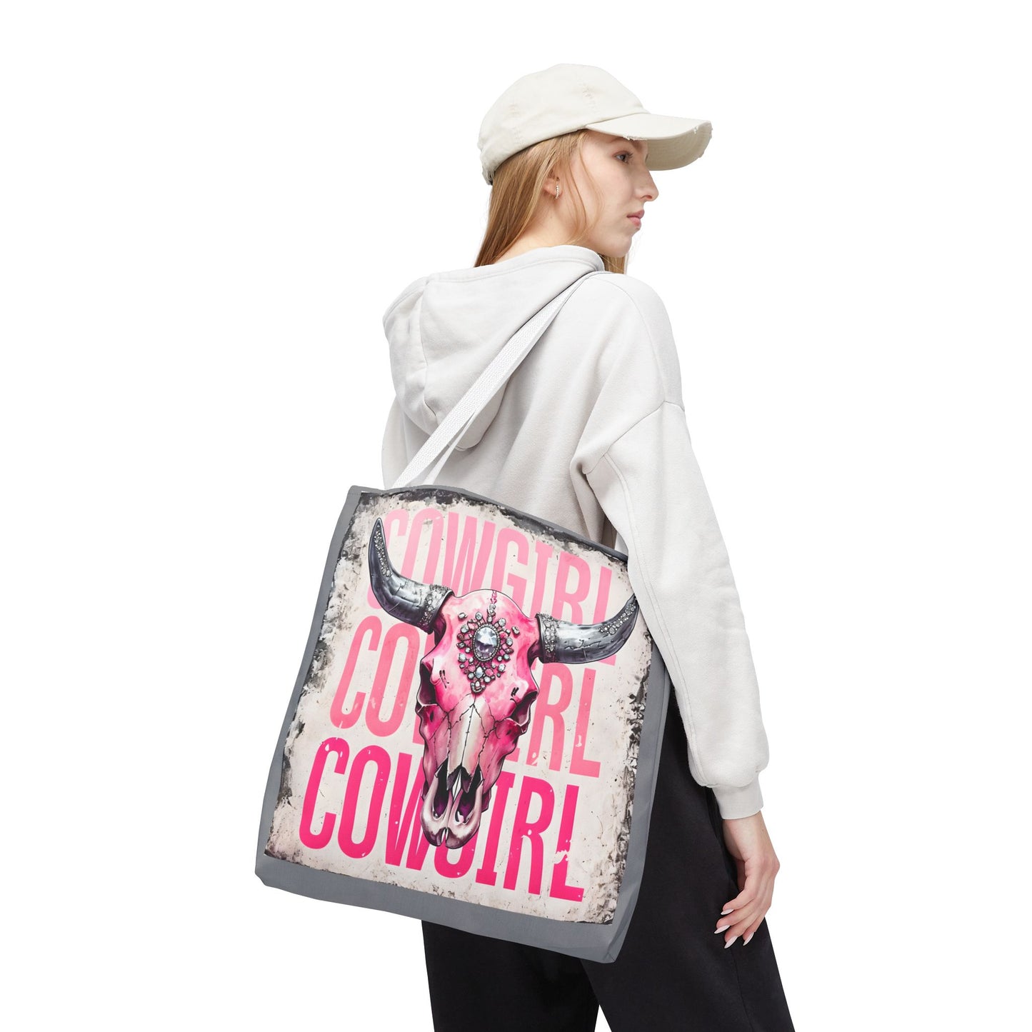 Pink Cowgirl Skull Tote Bag - Stylish Western Decor