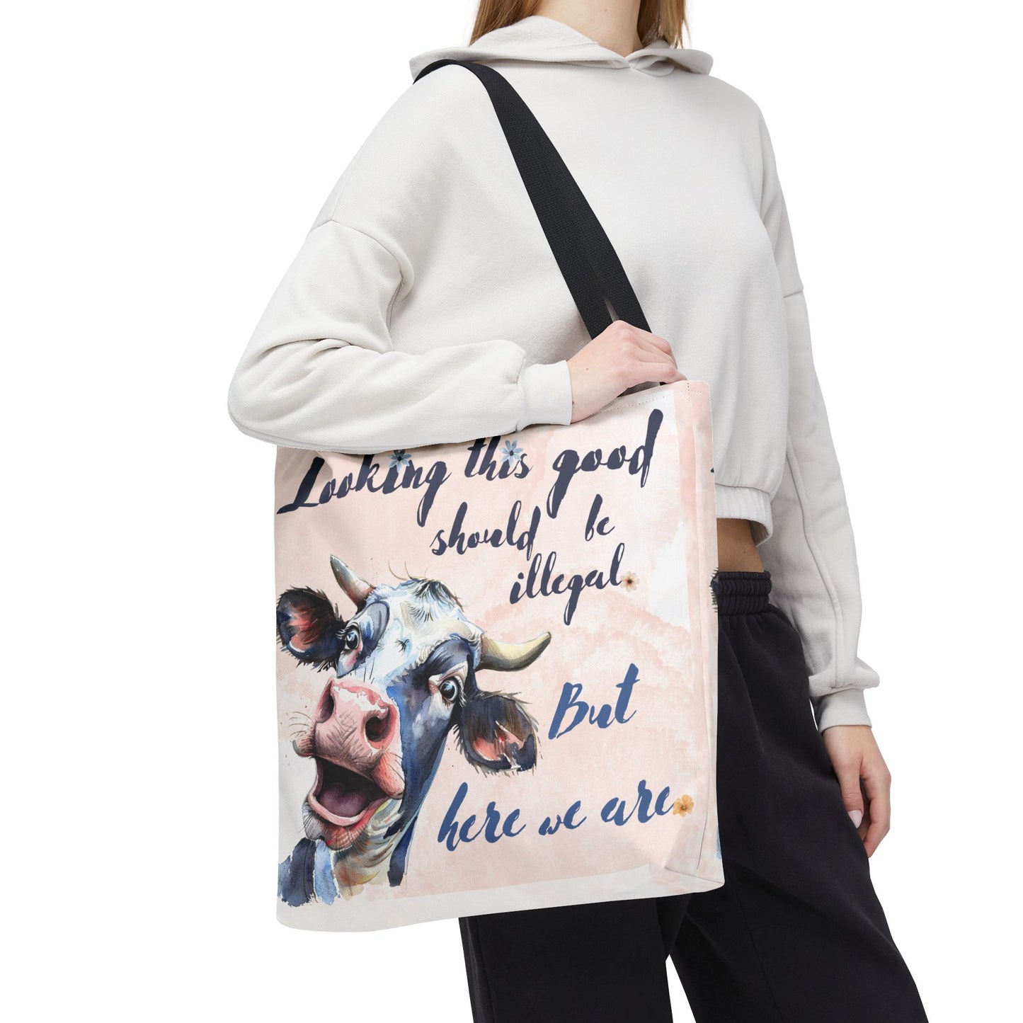 Humorous Cow Tote Bag - 'Looking This Good Should Be Illegal' - Gift Idea