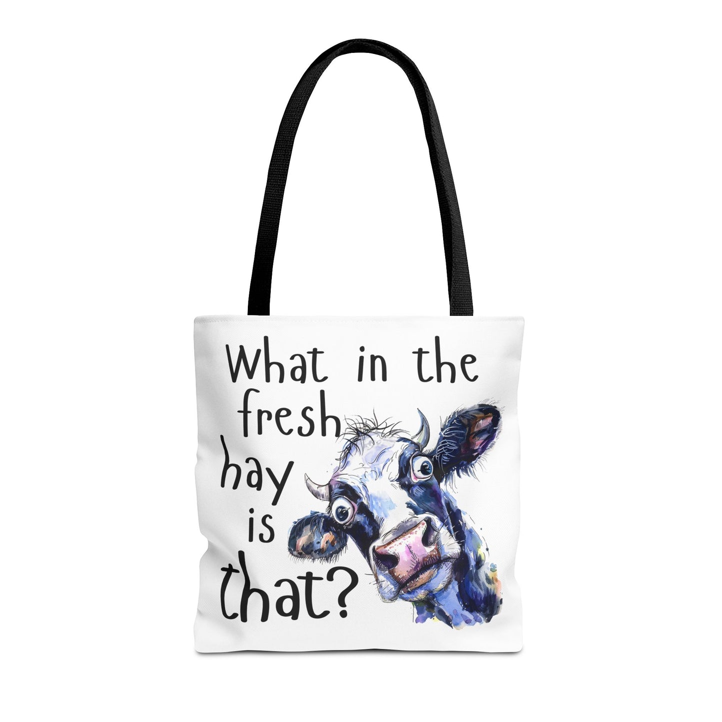 Funny Cow Tote Bag - "What in the Fresh Hay is That?" - Perfect for Farm Lovers & Everyday Use - Great Gift Idea