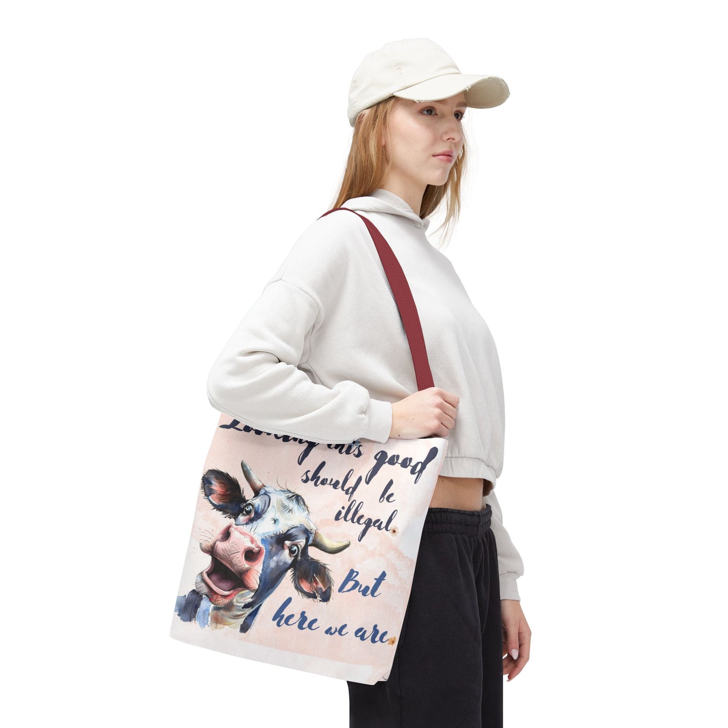 Humorous Cow Tote Bag - 'Looking This Good Should Be Illegal' - Gift Idea