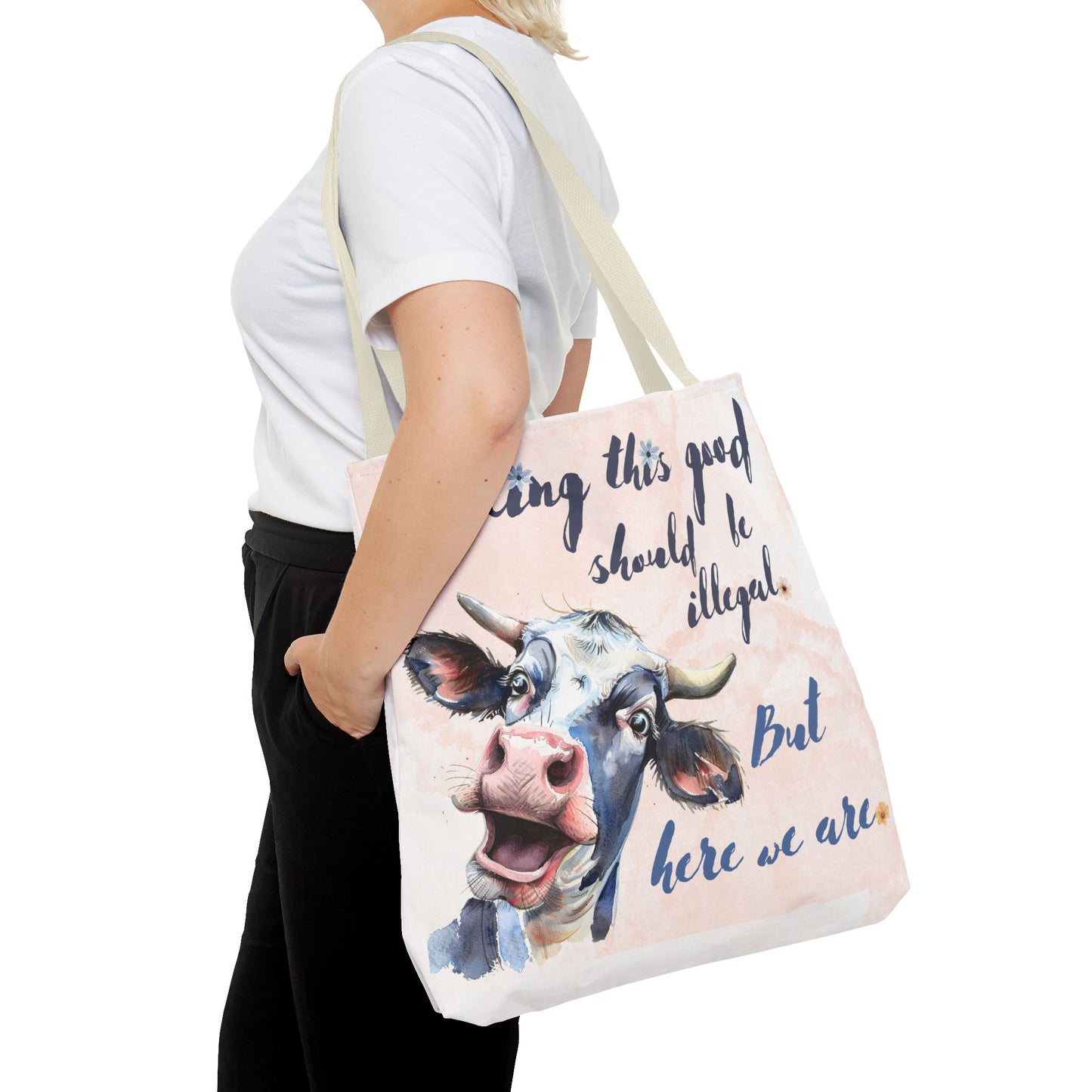 Humorous Cow Tote Bag - 'Looking This Good Should Be Illegal' - Gift Idea