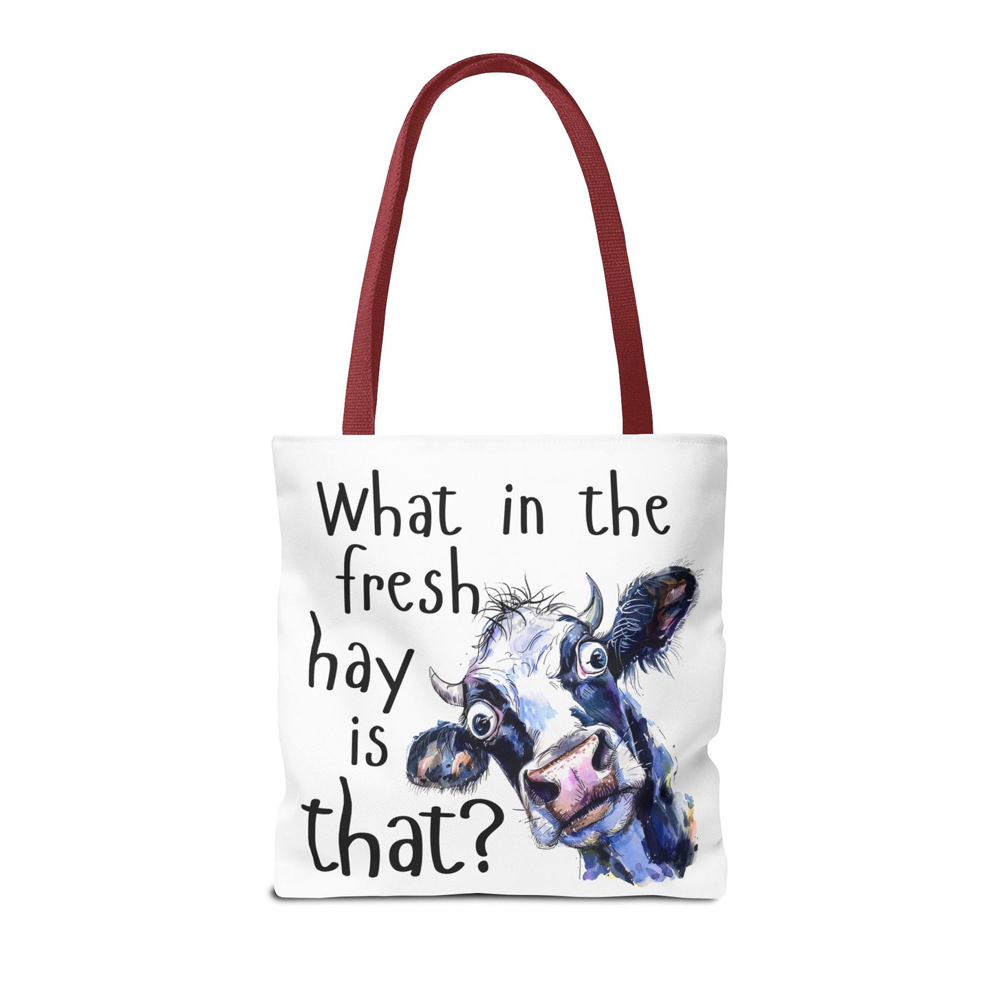 Funny Cow Tote Bag - "What in the Fresh Hay is That?" - Perfect for Farm Lovers & Everyday Use - Great Gift Idea