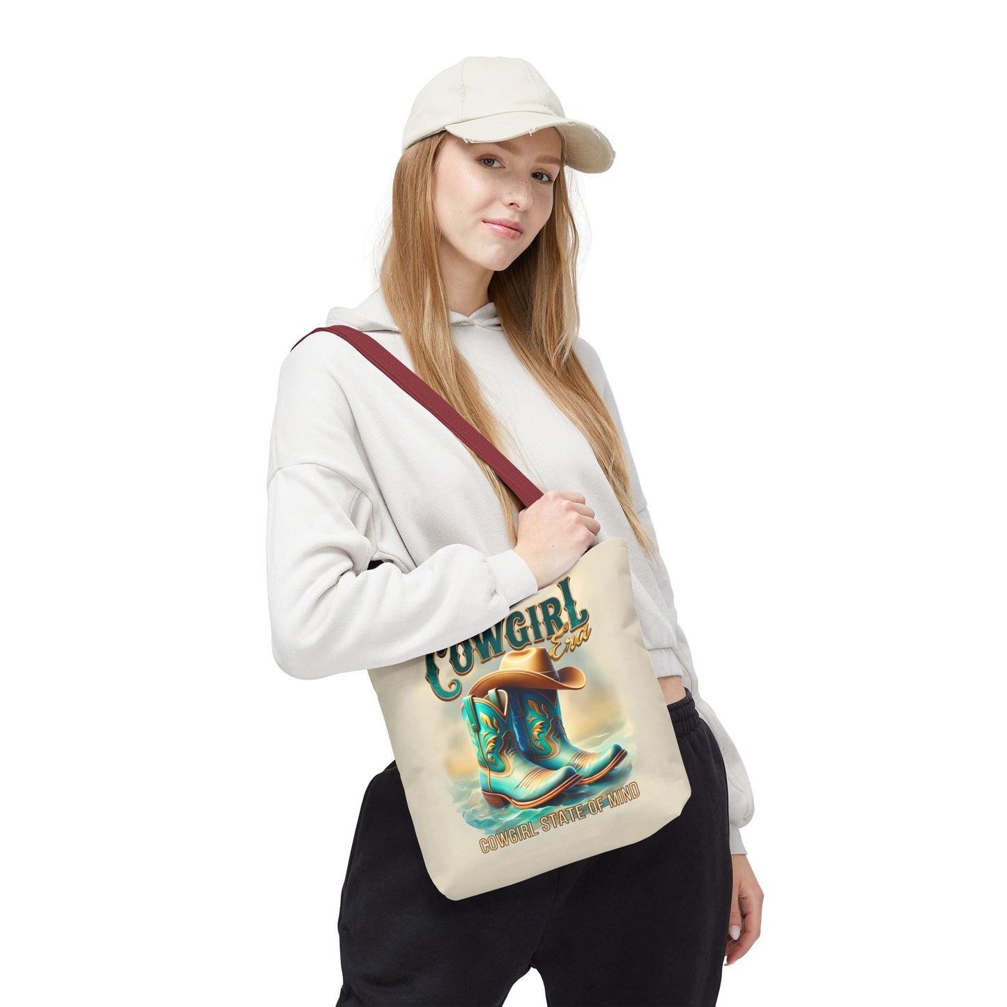 Cowgirl State of Mind Tote Bag – Turquoise and brown cowgirl boots - Cowgirl Era Perfect for Western Lovers and Everyday Use
