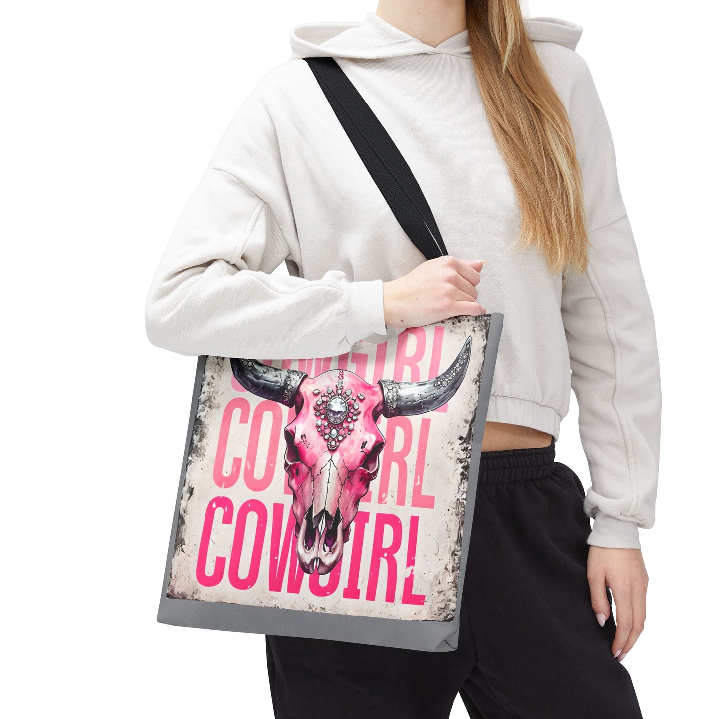Pink Cowgirl Skull Tote Bag - Stylish Western Decor