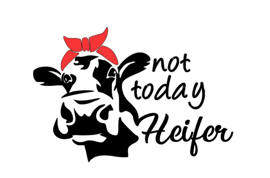 Not Today Heifer Cow Decal – Funny Cow Sticker with Bandana (Dotted or Plain) for Car, Window, i Cup