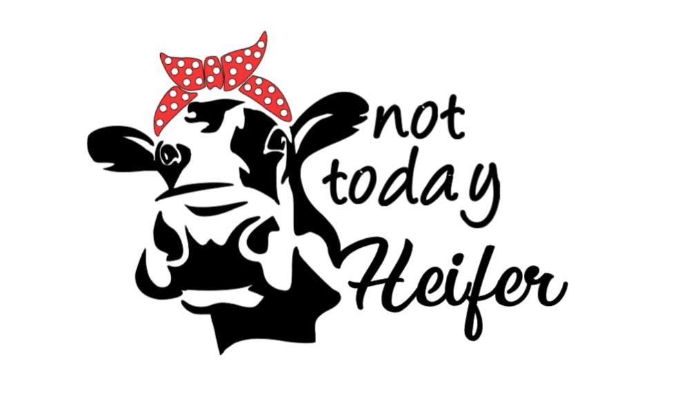 Not Today Heifer Cow Decal – Funny Cow Sticker with Bandana (Dotted or Plain) for Car, Window, i Cup