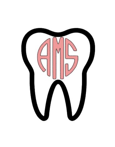 TOOTH DECAL - TOOTH Monogram and Bow Decal - Script Monogram - Circle Cut Monogram - Dental Hygienist - Dental Assitant | Vinyl Decal-