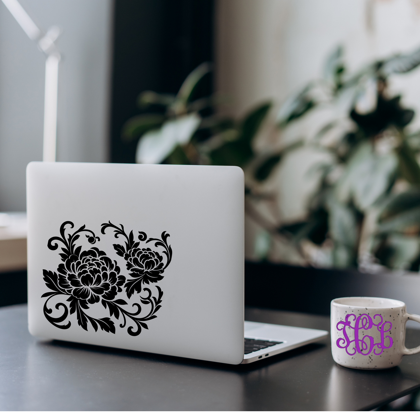 Elegant Chinoiserie Peony & Vine Vinyl Decal – Timeless Floral Glass Decor, Auto Custom Decal and more