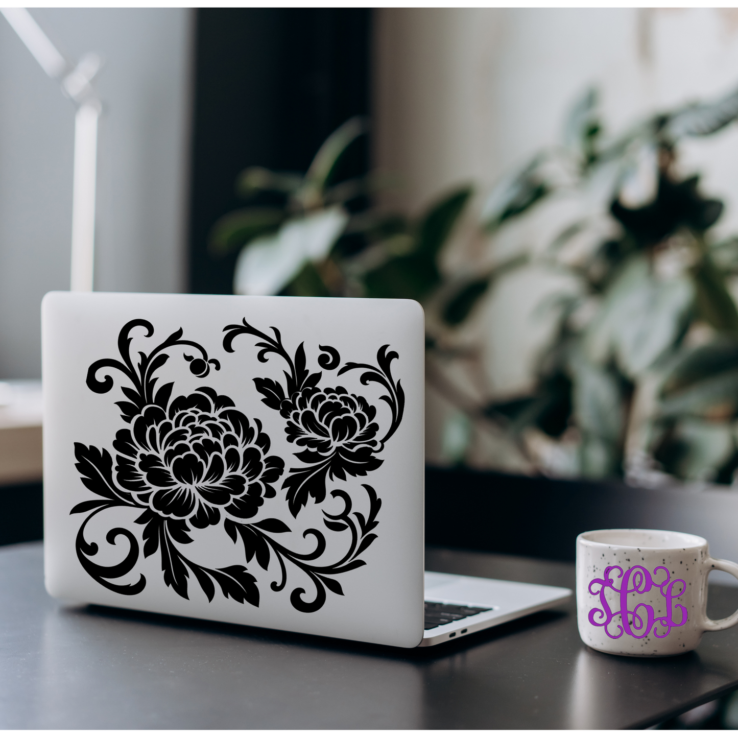 Elegant Chinoiserie Peony & Vine Vinyl Decal – Timeless Floral Glass Decor, Auto Custom Decal and more