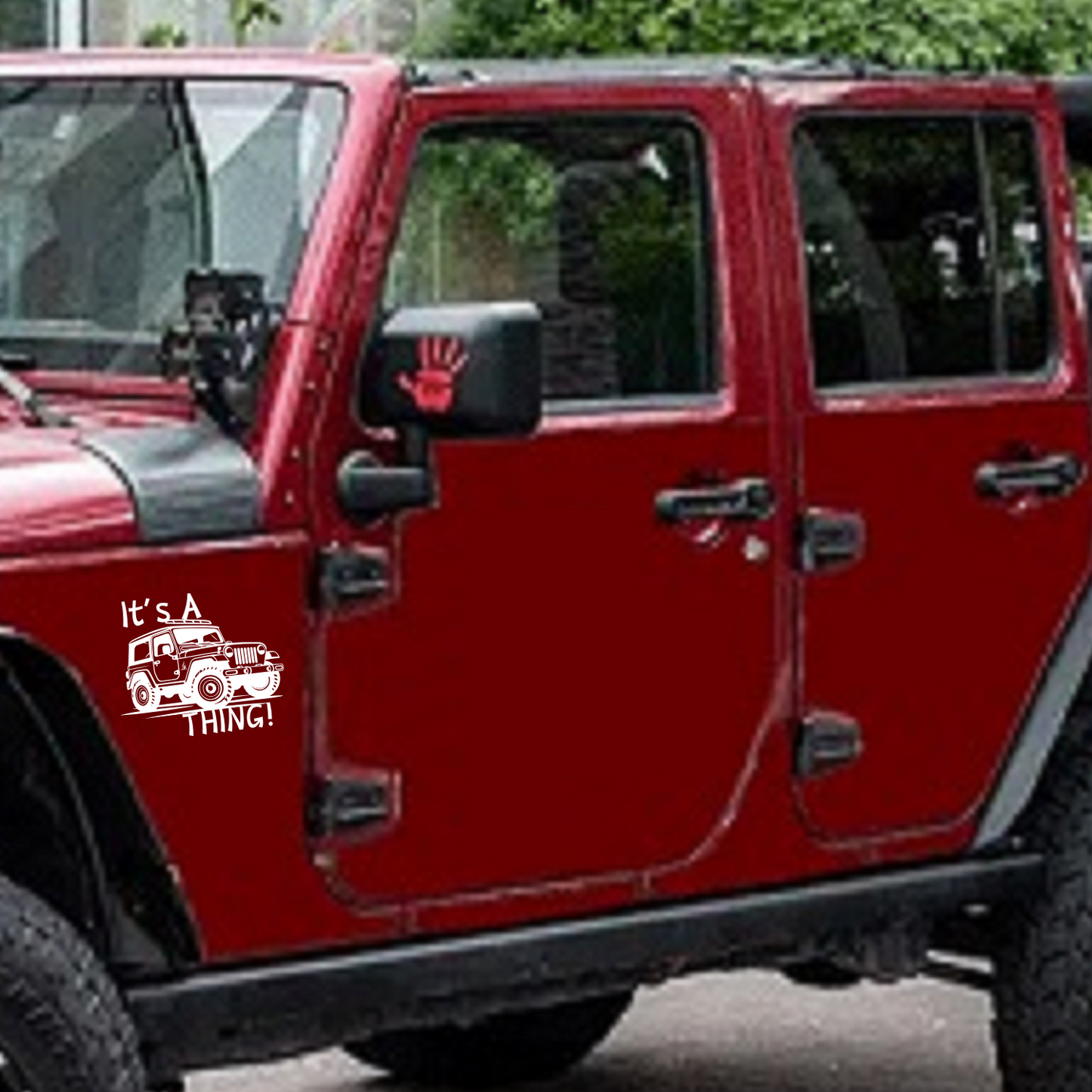 Love your Jeep? Celebrate it with our "It's a (JEEP) Thing" Vinyl decal. Order now and express your passion!