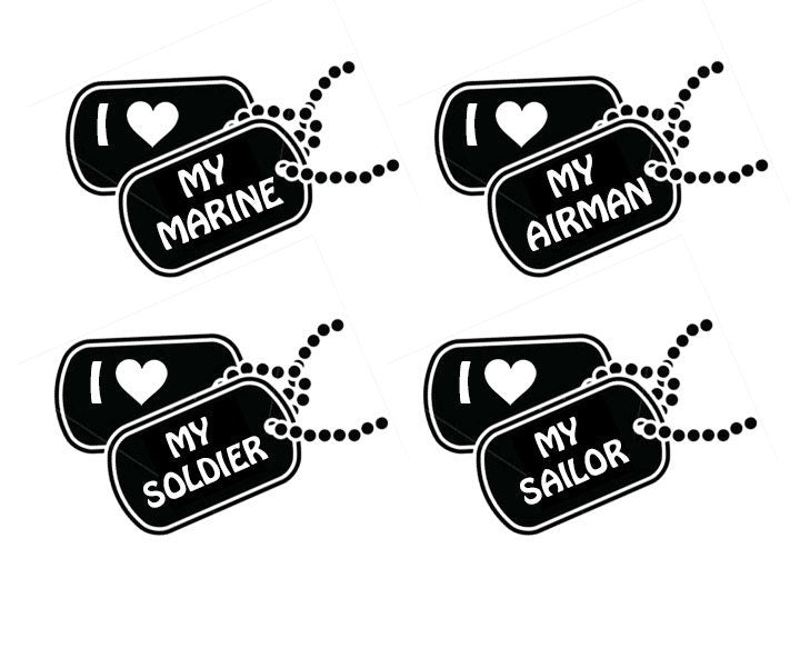 I hrt DOG TAG Decal Military Dog Tag Decal I hrt Dog Tag Decal Army Navy Air Force Marine Dog Tag RTIC Cup Decal Yeti Decal Window Decal