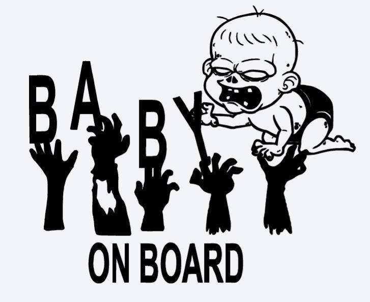 ZOMBIE BABY on BOARD Car Decal Car - Custom Decal