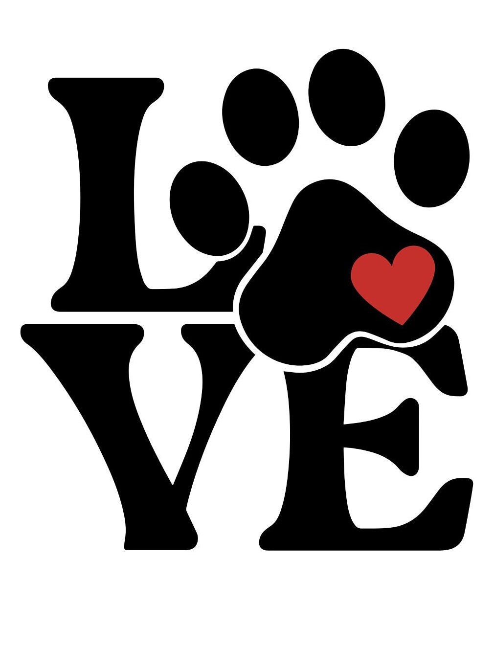 Dog Decal LOVE w/PAW PRINT & Heart Decal Dog/Cat print heart decal Pet owner Decal Window Decal Rtic/Yeti Cup Decal