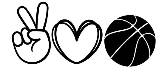 Sports Decal PEACE LOVE & Basketball Decal Window Decal Rtic/Yeti Cup Decal Mirror decal Computer Decal