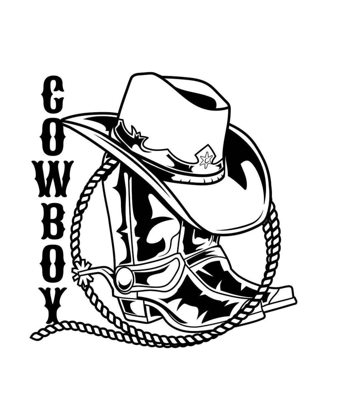"Cowboy" Hat Cowboy Boots & Rope Vinyl Decal | Cowboy Western Decal | Western Ranch Decal | Car Decal |Cup Decal | Window Decal | Computer Decal