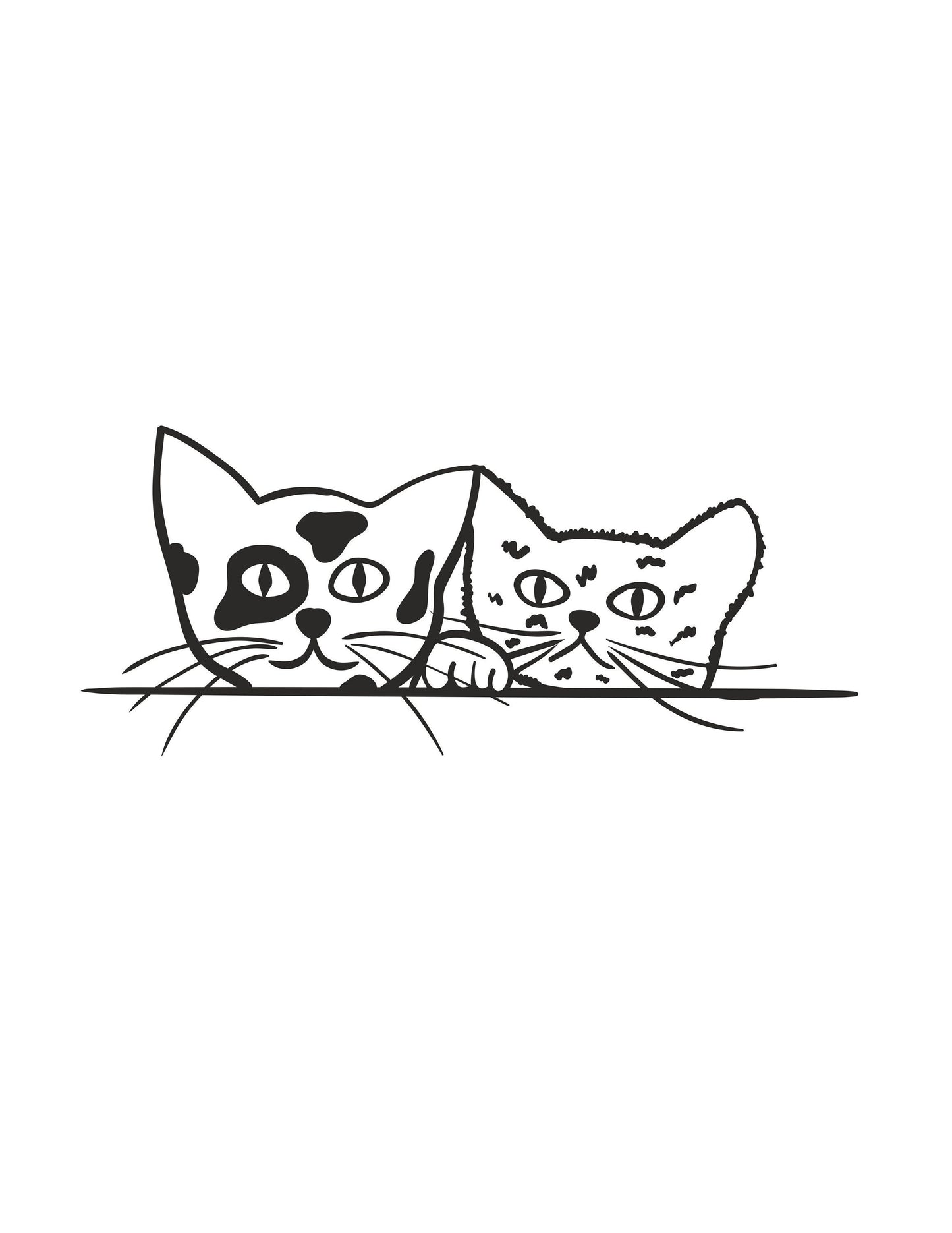 Two Adorable Kittens Peeking Decal - Mischievous Kitties Decal - Cute Cat Car Decal | Funny Cat Stickers