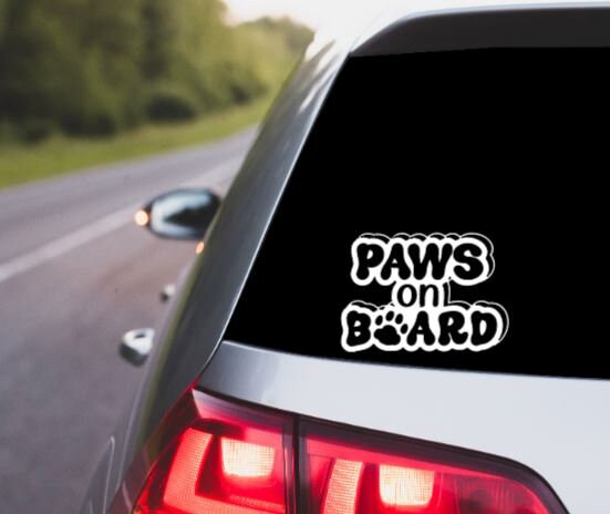 VINYL Car Decal | Paws on Board Car Decal | Pet Decal Warning Car Decal | Vinyl Car Window Decal