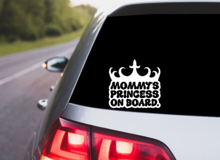 VINYL Car Decal | Mommy's PRINCESS on Board | Warning Car Decal | Baby Girl on Board Vinyl Car Decal | Window Decal