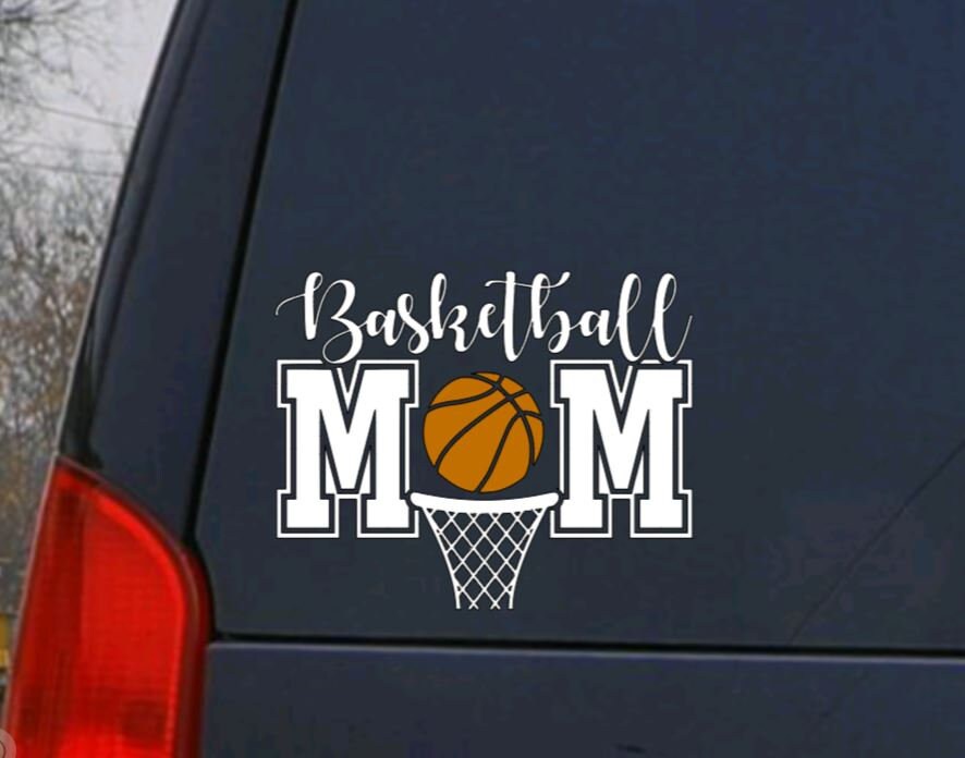 Basketball Mom Decal | Vinyl Basketball Mom Sticker | Solid Ball Design | Choose Your Style: Outline, Solid Color, or Orange | Perfect Mother’s Day Gift | Car & Window Decal
