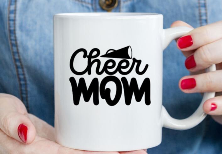 Cursive Cheer Mom with a small Megaphone Vinyl Decal - Decal for Cheerleading Moms Loud & Proud: Cheer Mom Decal