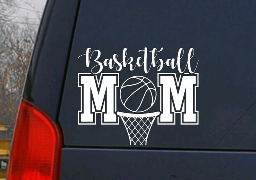 Basketball Mom Decal | Vinyl Basketball Mom Sticker | Solid Ball Design | Choose Your Style: Outline, Solid Color, or Orange | Perfect Mother’s Day Gift | Car & Window Decal