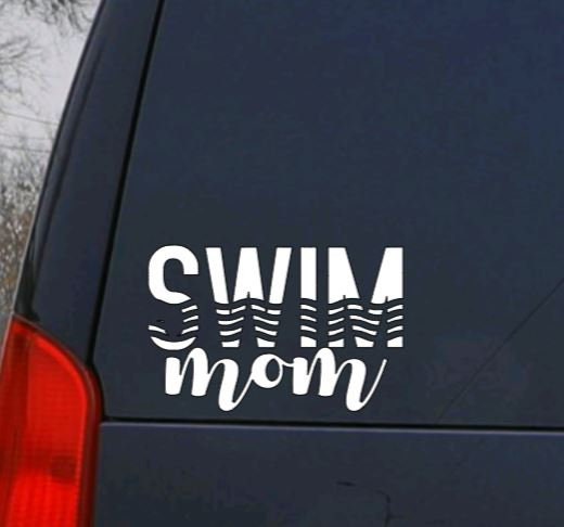 SWIM MOM Decal | SWIM Mom Vinyl Decal | High School Swim Team Mom Decal | Mother Gifts | Car Decal Window Decal