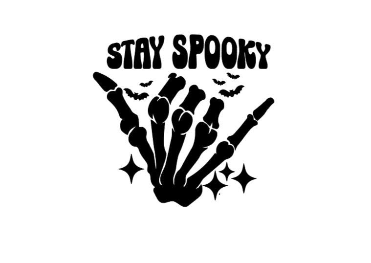 SKELETON HAND Stay Spooky Hand Gesture DECAL Skeleton Hand with Bats Vinyl Car Decal Halloween Decal Computer Vinyl Decal