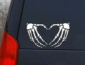 SKELETON HAND HEART Gesture Decal Skeleton Hand Love Heart Shape Gesture Vinyl Car Decal Halloween Decal Computer Vinyl Decal