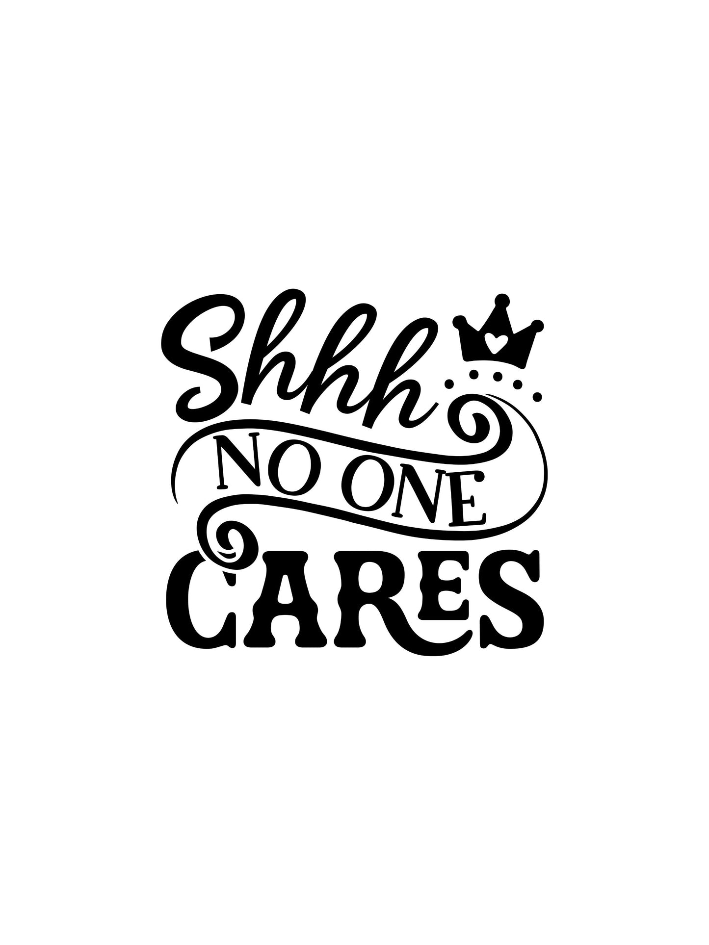 VINYL Car Decal | Shhh No One Cares Decal | Funny Decal | Sarcastic Decal | Computer or Waterbottle Decal