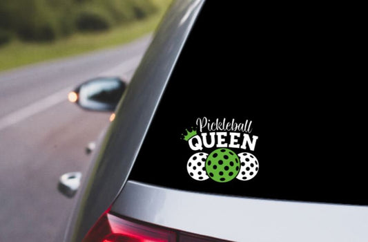 VINYL Decal | PICKEBALL Queen with Crown | Dinking Pickleball | Love Pickleball Car Window Decal | Cup Computer Decal
