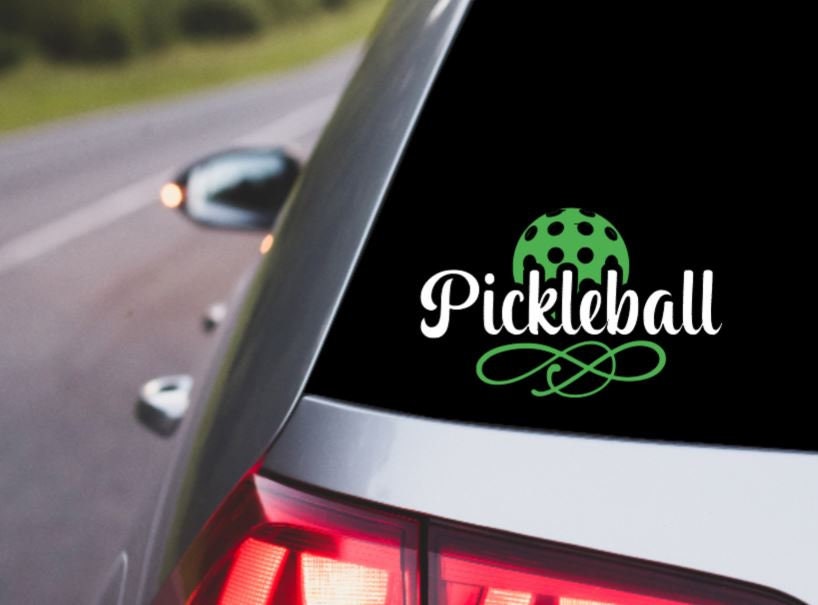 VINYL Decal | PICKEBALL With swirls | Dinking Pickleball | Love Pickleball Car Window Decal | Cup Computer Decal