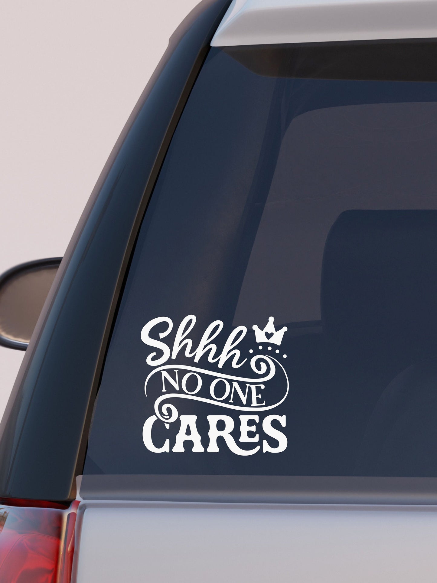 VINYL Car Decal | Shhh No One Cares Decal | Funny Decal | Sarcastic Decal | Computer or Waterbottle Decal