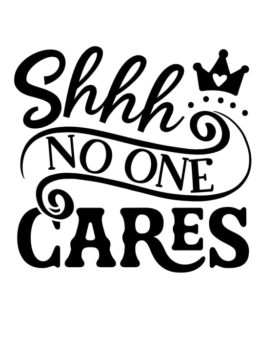 VINYL Car Decal | Shhh No One Cares Decal | Funny Decal | Sarcastic Decal | Computer or Waterbottle Decal