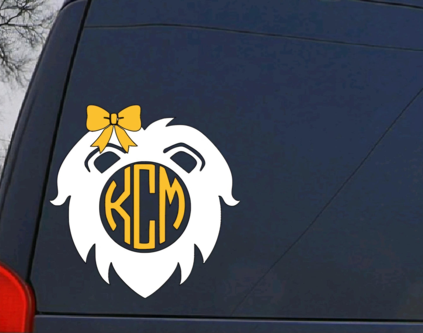 Custom Lion Head Circle Cut Monogram Vinyl Decal with Optional Bow – Personalized Vinyl Sticker – Unique Decorative Decal