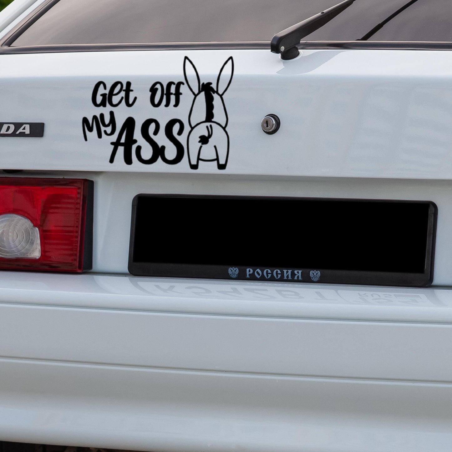 Get off my ASS with donkey window or bumper vinyl Decal | Funny sarcastic way to stop tailgaters