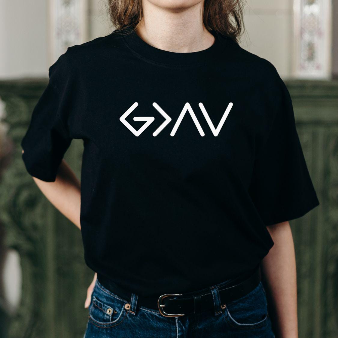 VINYL or HTV (Iron/Press on) Decal | God is Greater Than The Highs and The Lows (symbols)| Jesus Decal | Inspirational Faith Christian Decal
