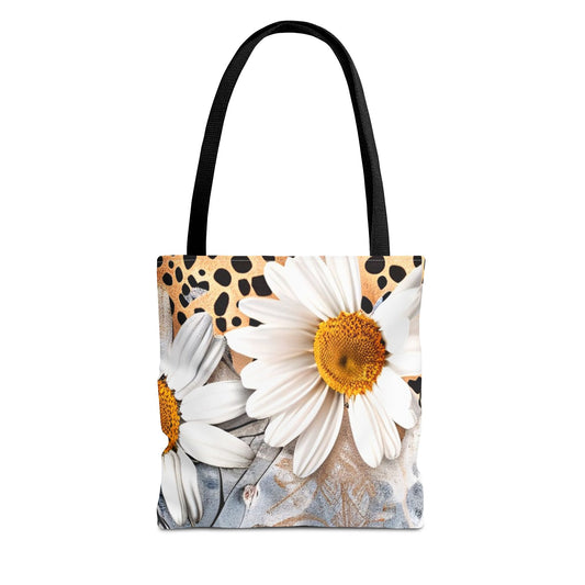 Floral Art Tote Bag - Daisies, Animal and Denim Print Stylish & Functional for Everyday Use