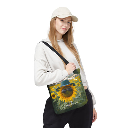 Sunflower with black handle Tote Bag - "In a World Full of Roses, Be a Sunflower"