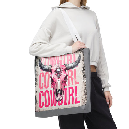 Pink Cowgirl Skull Tote Bag - Stylish Western Decor