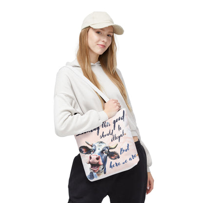 Humorous Cow Tote Bag - 'Looking This Good Should Be Illegal' - Gift Idea