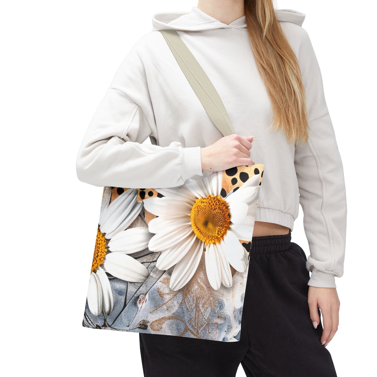 Floral Art Tote Bag - Daisies, Animal and Denim Print Stylish & Functional for Everyday Use