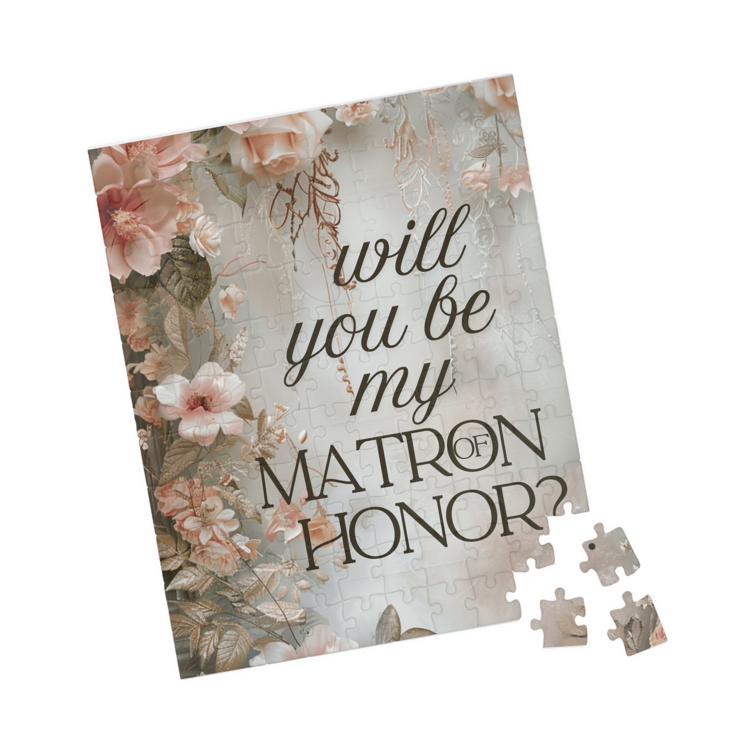 Matron of Honor Puzzle Proposal Gift – Floral Bridal Party Reveal Keepsake | Wedding Proposal Idea