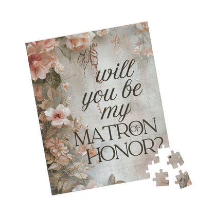 Matron of Honor Puzzle Proposal Gift – Floral Bridal Party Reveal Keepsake | Wedding Proposal Idea