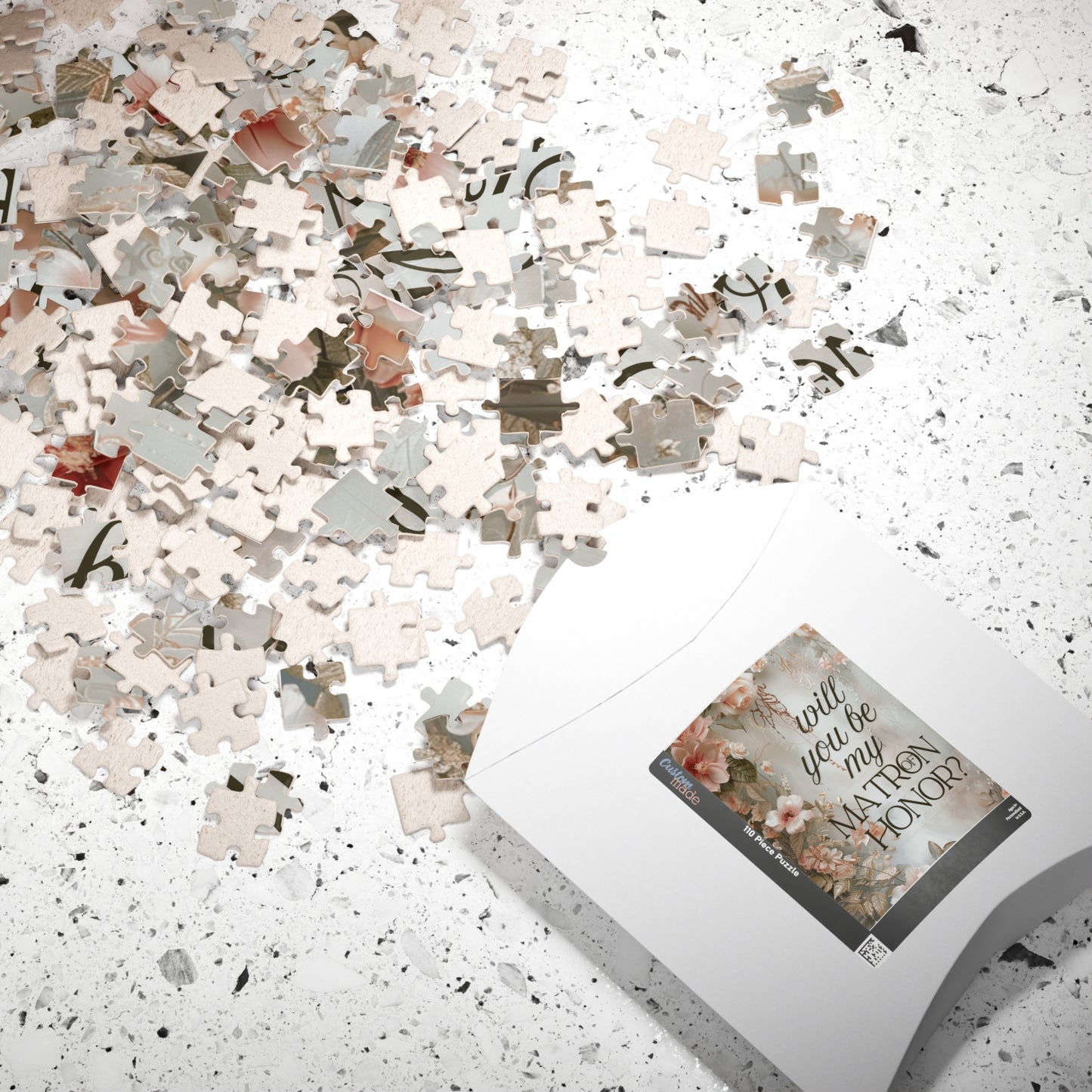 Matron of Honor Puzzle Proposal Gift – Floral Bridal Party Reveal Keepsake | Wedding Proposal Idea
