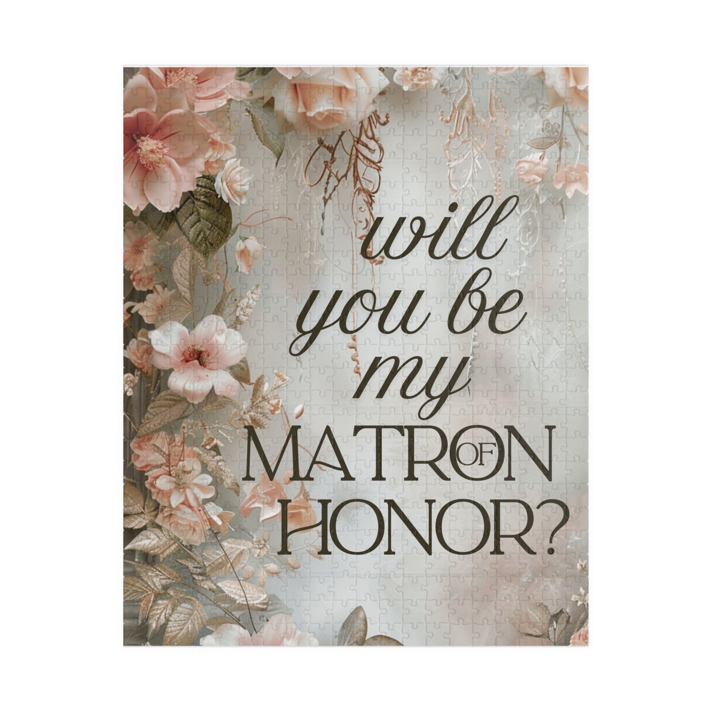 Matron of Honor Puzzle Proposal Gift – Floral Bridal Party Reveal Keepsake | Wedding Proposal Idea