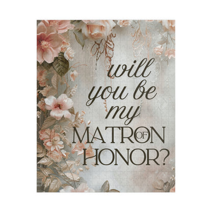 Matron of Honor Puzzle Proposal Gift – Floral Bridal Party Reveal Keepsake | Wedding Proposal Idea