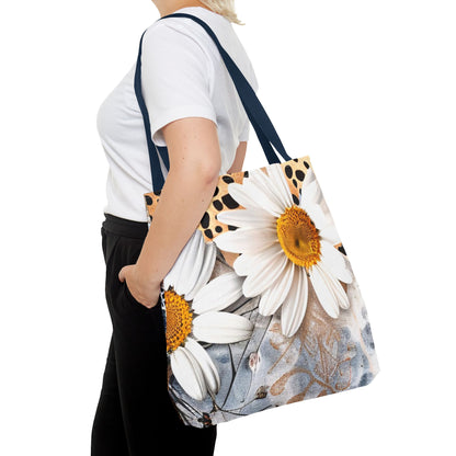 Floral Art Tote Bag - Daisies, Animal and Denim Print Stylish & Functional for Everyday Use